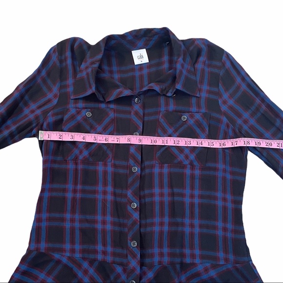 CAbi #3431 Plaid Ruffled Peplum Button Down Shirt - Picture 9 of 10